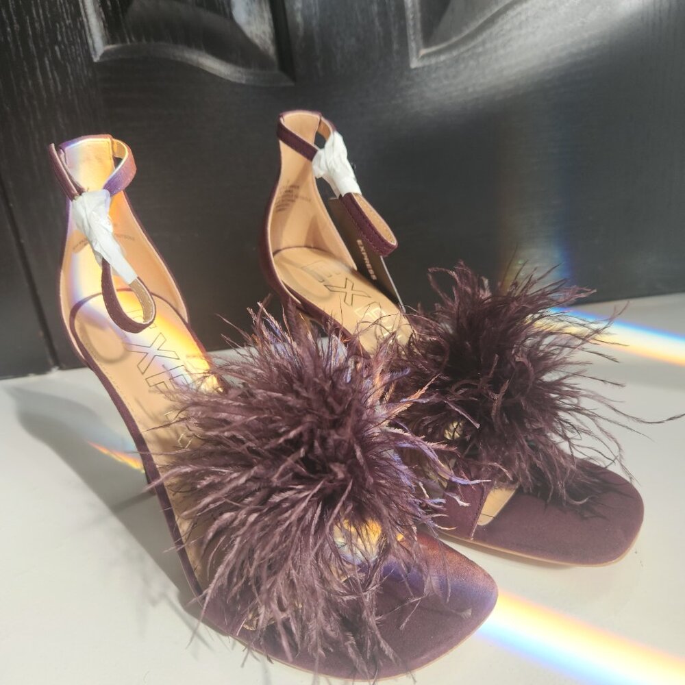 Express Burgundy Feather Heeled Sandals - Size 9 - NEW with Tags